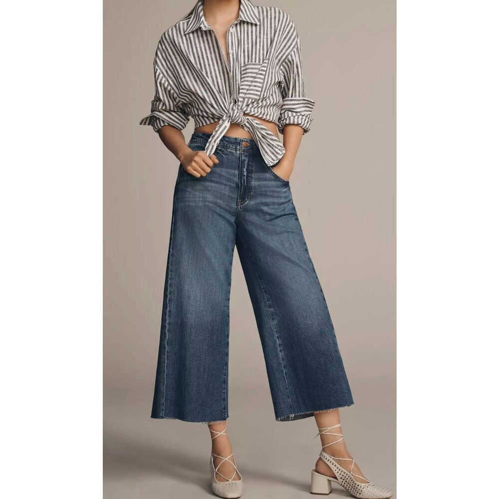 Pilcro Anthropologie The Adi Crop Mid-Rise Flare Denim Jeans Women's 28